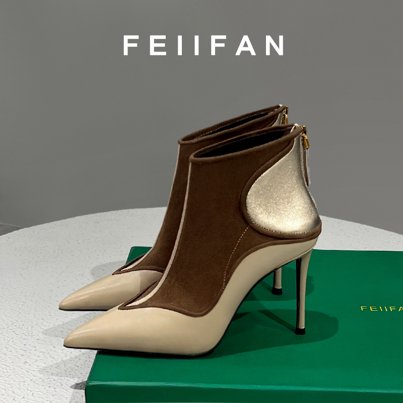 【现货】尖头短靴2025秋冬新款女士细跟高级感不累脚法式高跟鞋3794