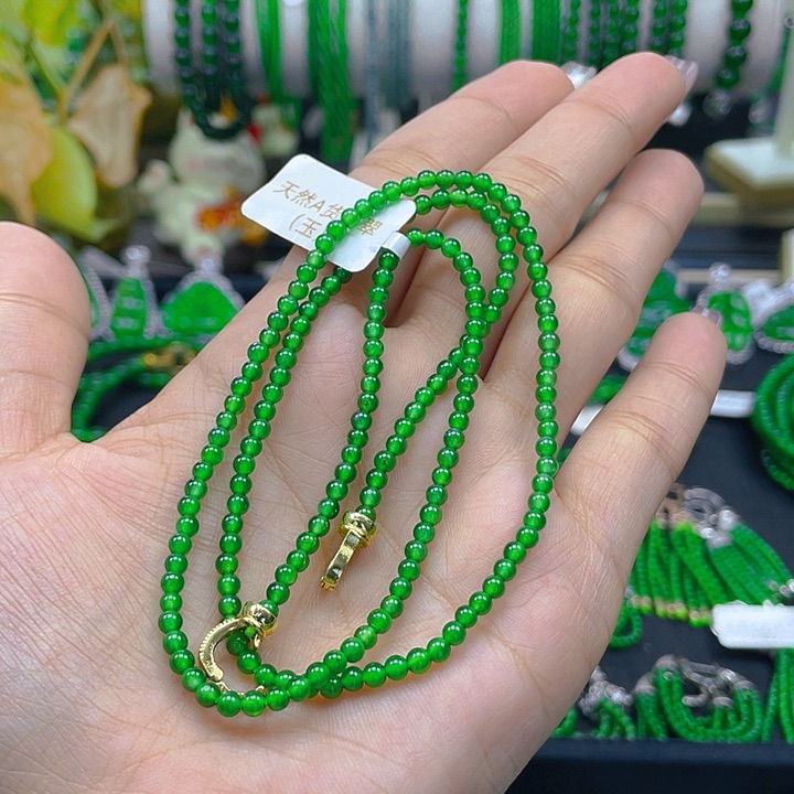 翡翠颈饰未镶嵌圆珠项链3
