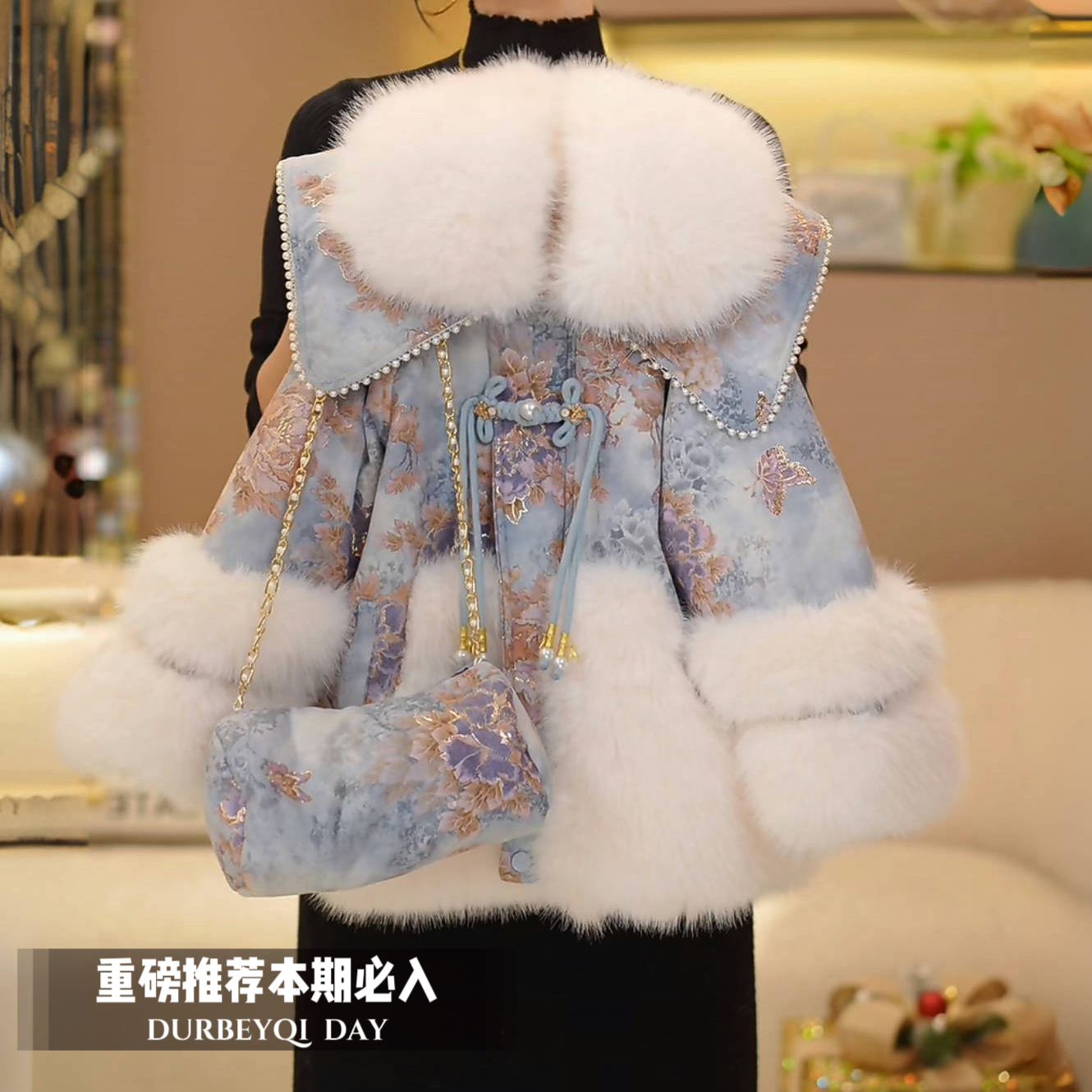 女童2025冬季新款国风加绒加厚年服外套5090