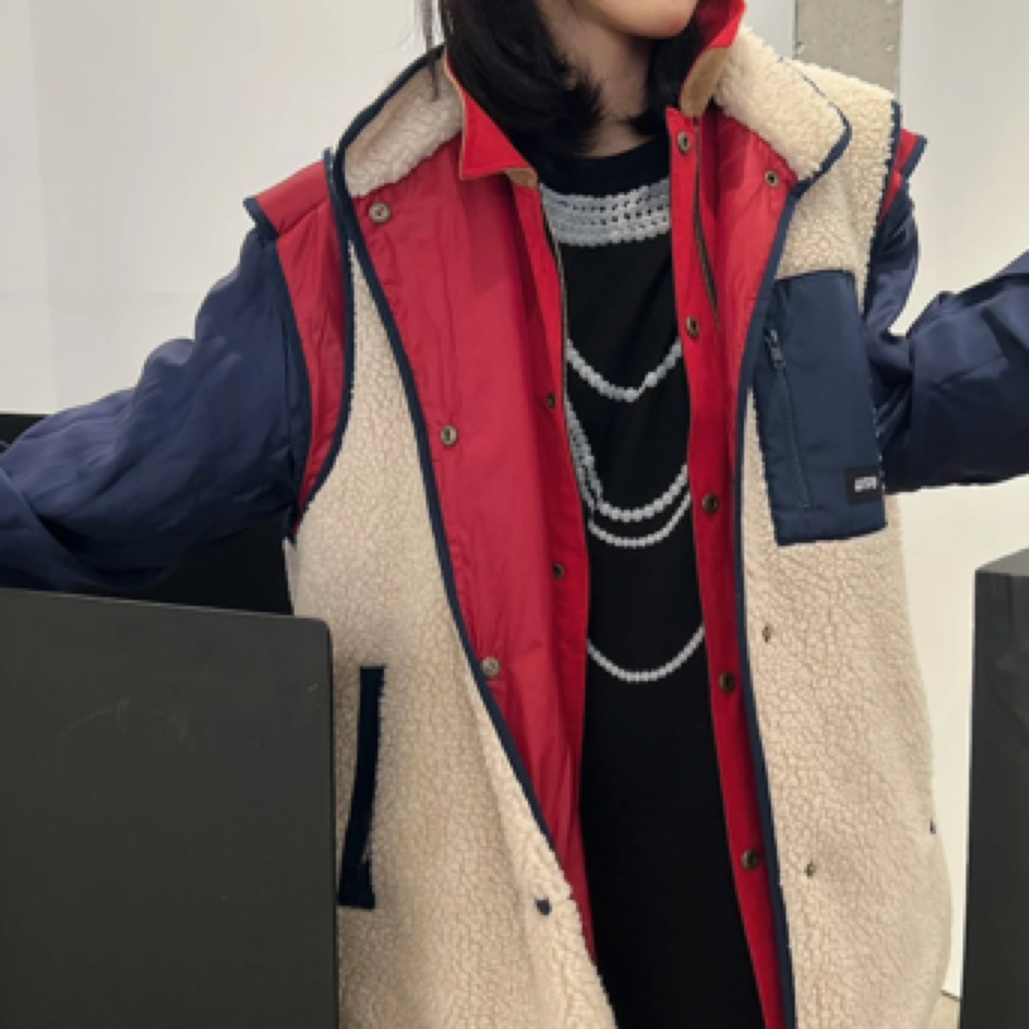pushBUTTON 重工 双面穿 假两件套 廓形棉服