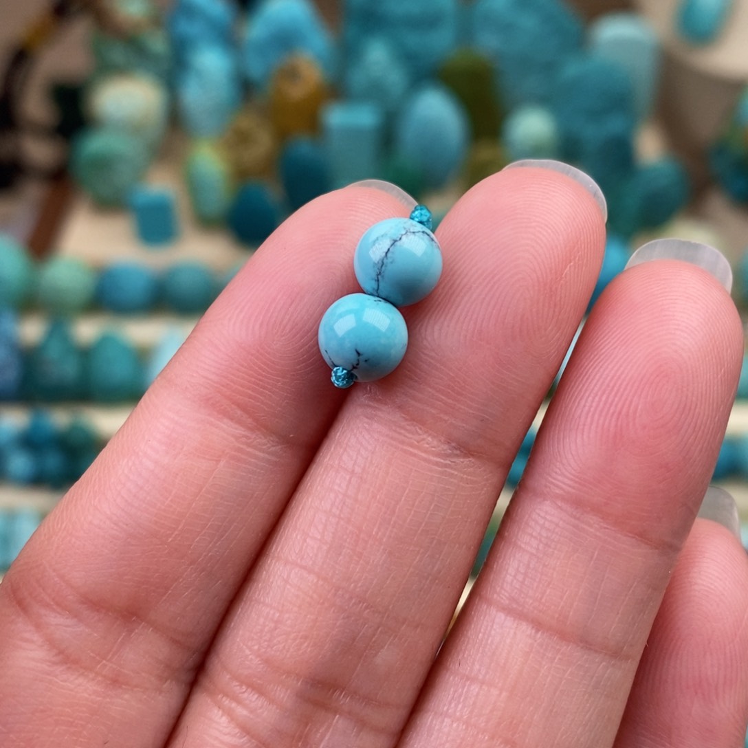 绿松石珠宝奇石未镶嵌6.5mm