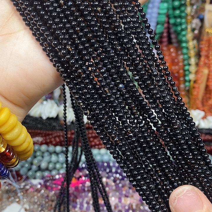 玛瑙/玉髓未镶嵌珠宝半成品黑玛瑙卡3mm（3条）