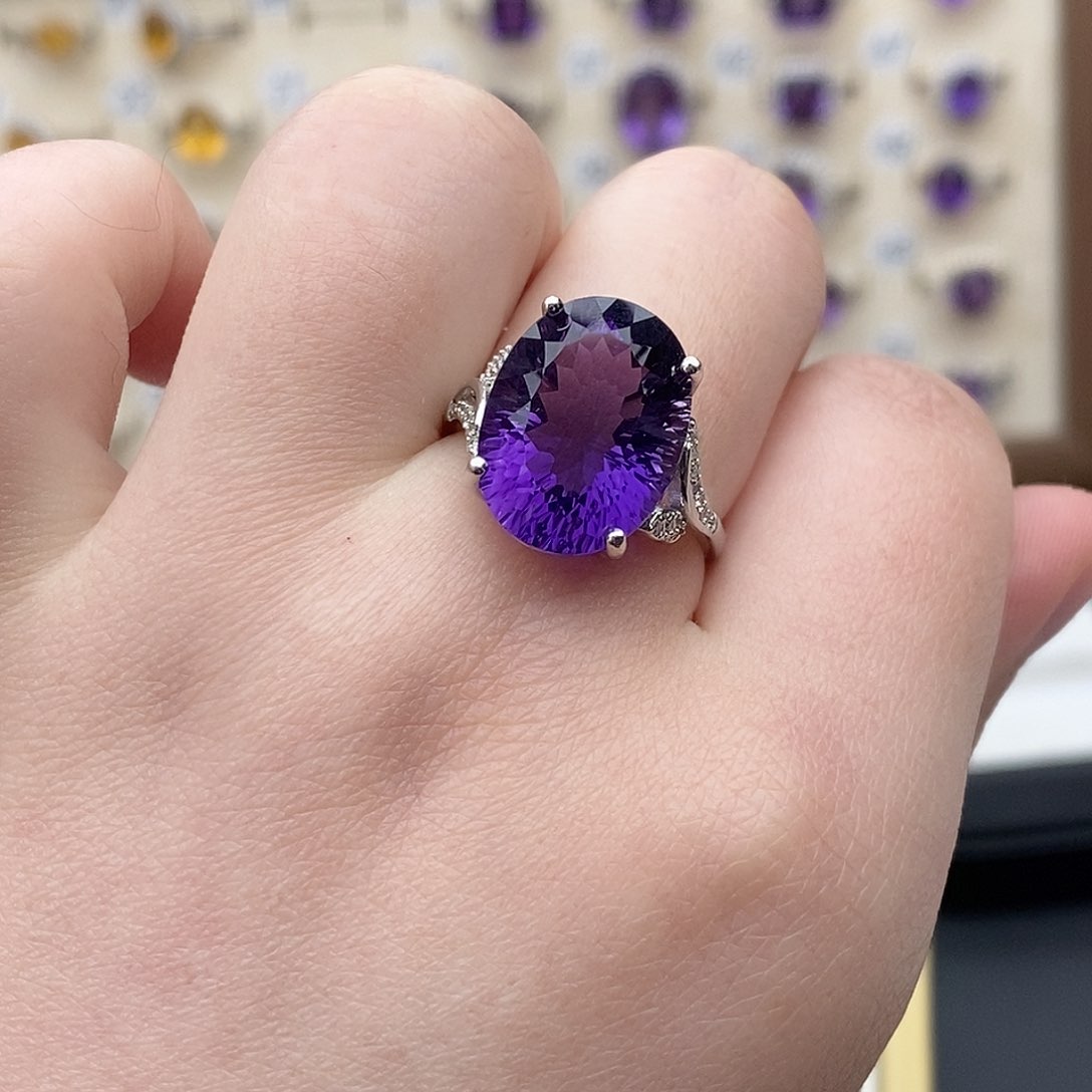 紫晶纯天然无优化紫水晶QL银S925镶嵌紫*轩