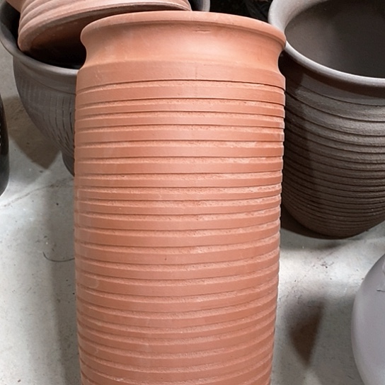 紫砂花盆口21高度43红陶