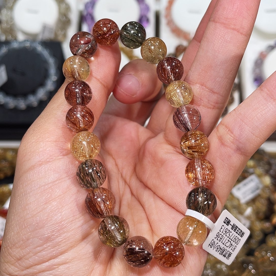 水晶未镶嵌手链彩发晶9.7mm