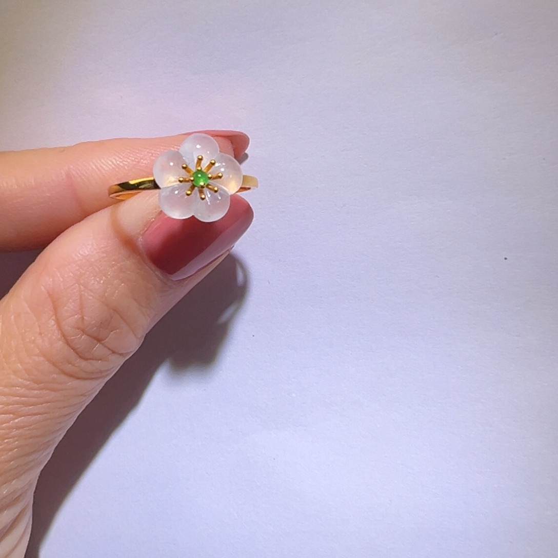 翡翠颈饰18K金镶嵌戒指