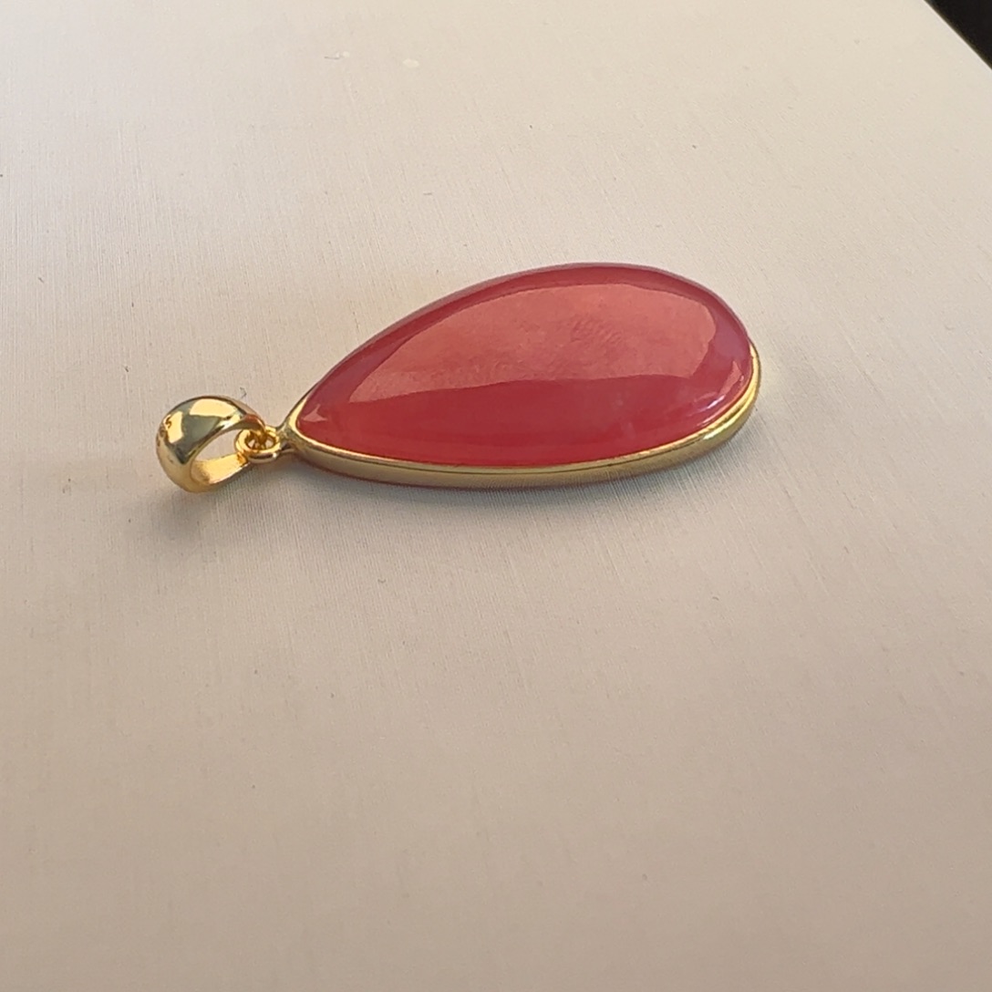 菱锰矿（红纹石）银S925镶嵌吊坠(不含链)