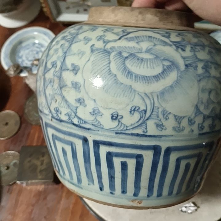 摆件青花陶瓷摆件双喜临门罐罐