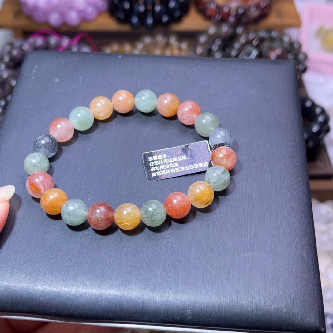 未镶嵌手串水晶彩兔毛