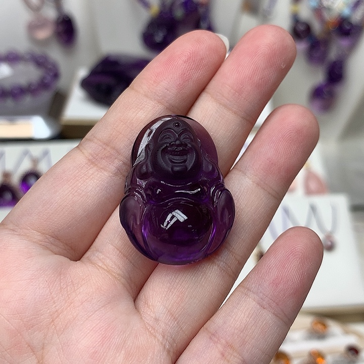 紫晶毛衣链未镶嵌紫水晶吊坠