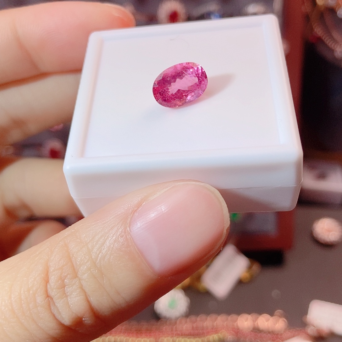 红色碧玺戒指银S925镶嵌