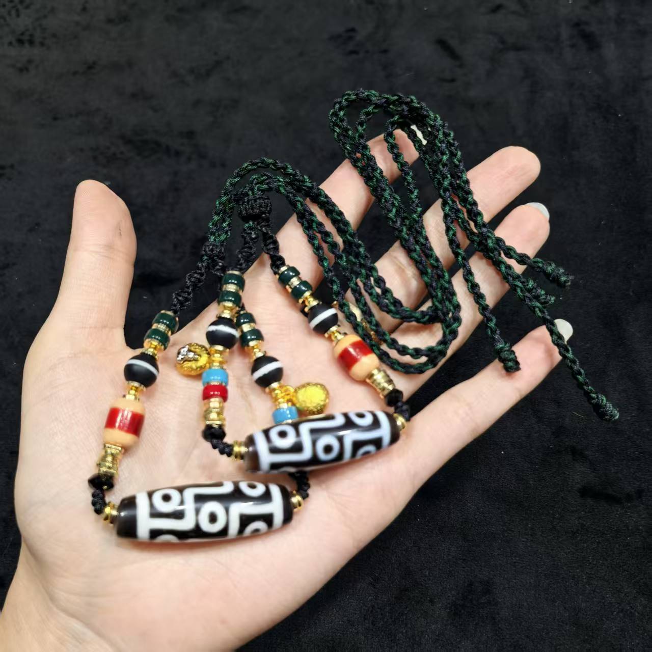 【曹美丽精选】H18872-玛瑙diy脖挂（九眼）-多样性发其一-12*38mm