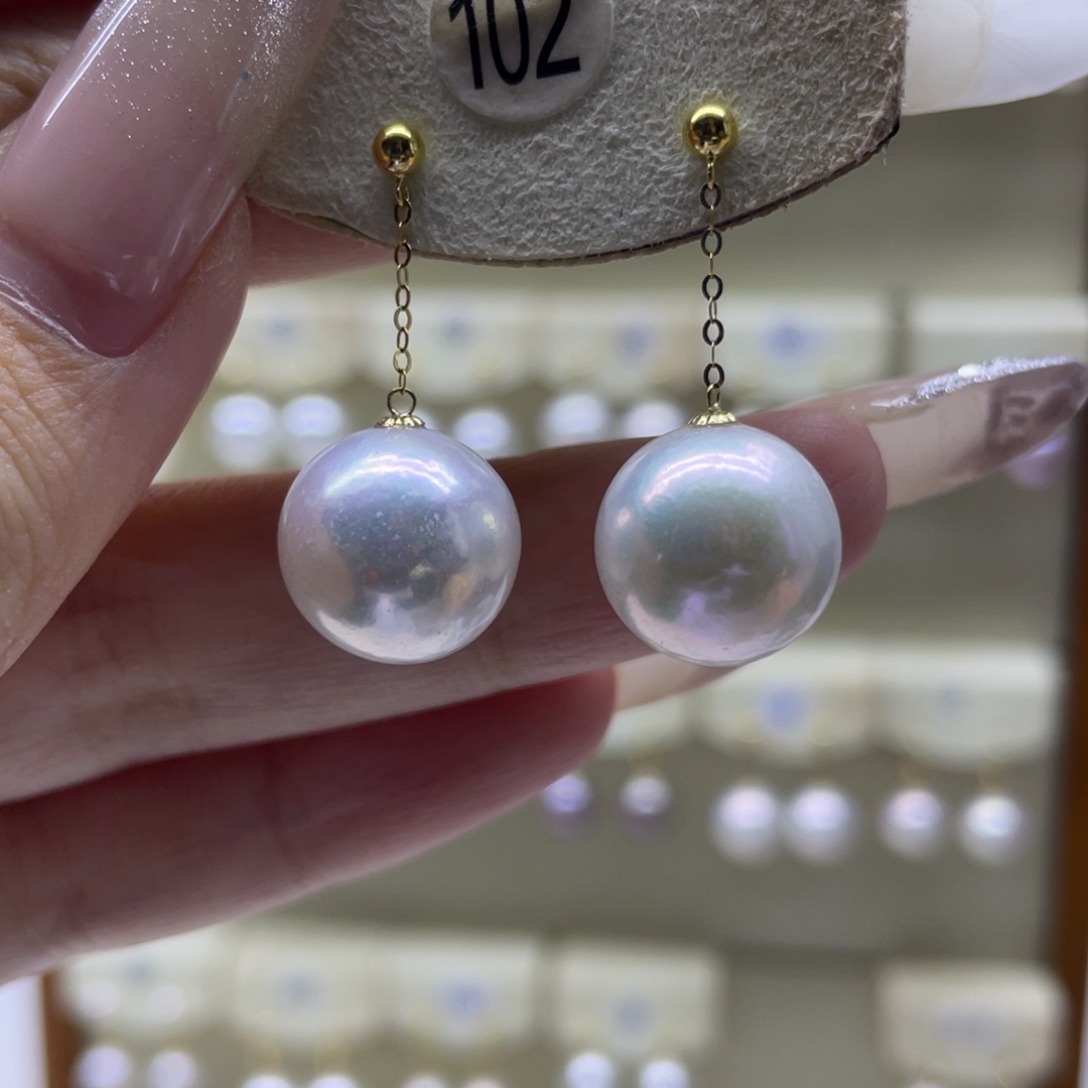 淡水珍珠耳饰18K金镶嵌