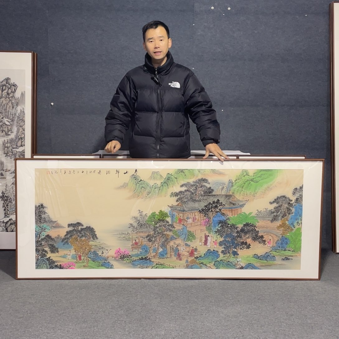 国画手绘画作品带框发货