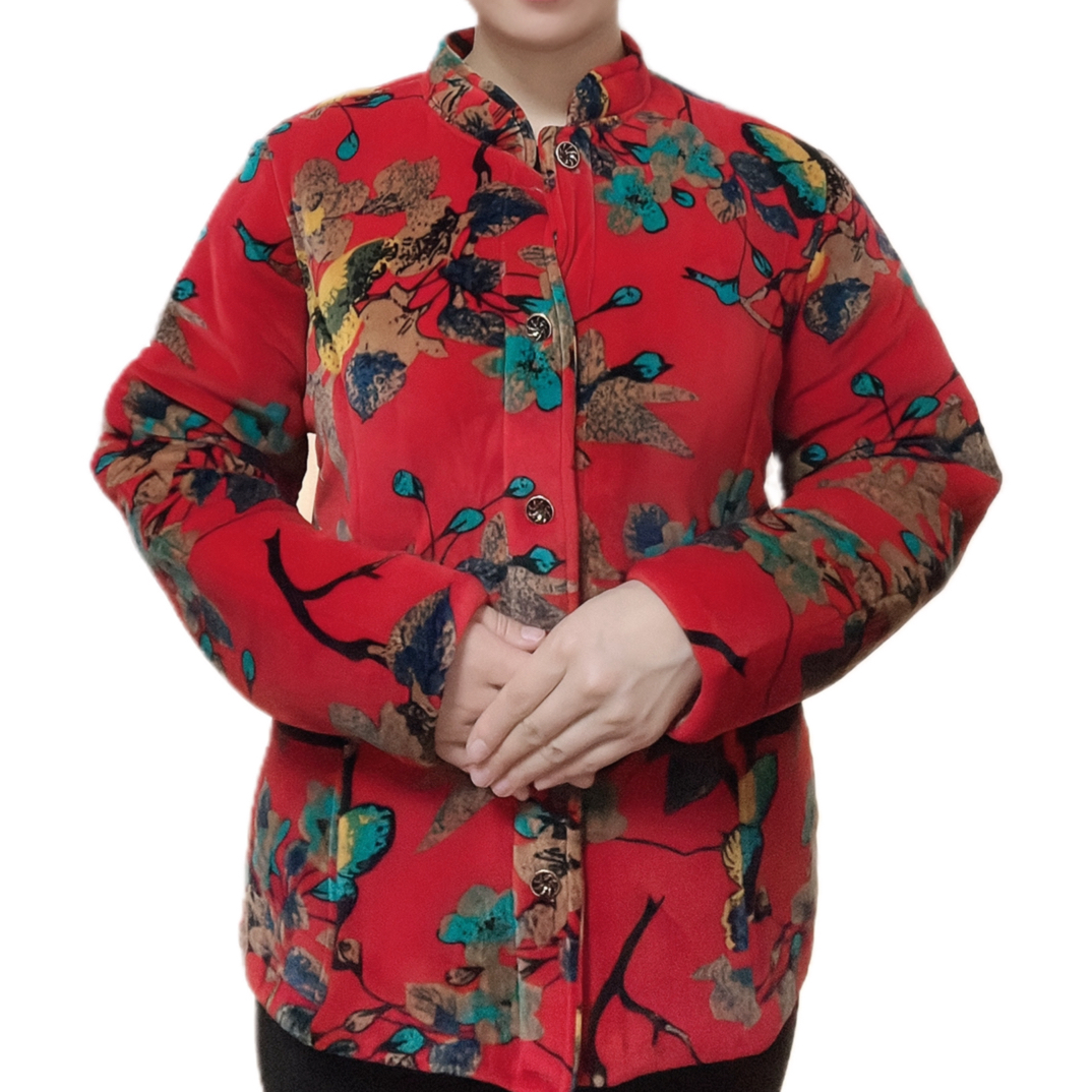 【高档金丝绒款】内蒙古妈妈装保暖驼绒棉花棉袄夹棉外套