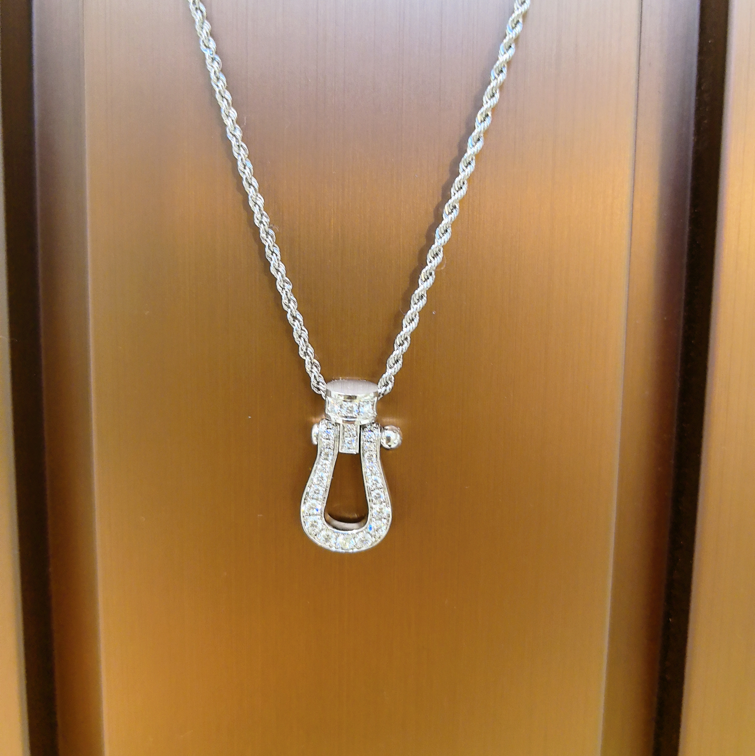 99新 FRED/斐登 99新  满钻马蹄扣项链/白金/#50cm  xiao9