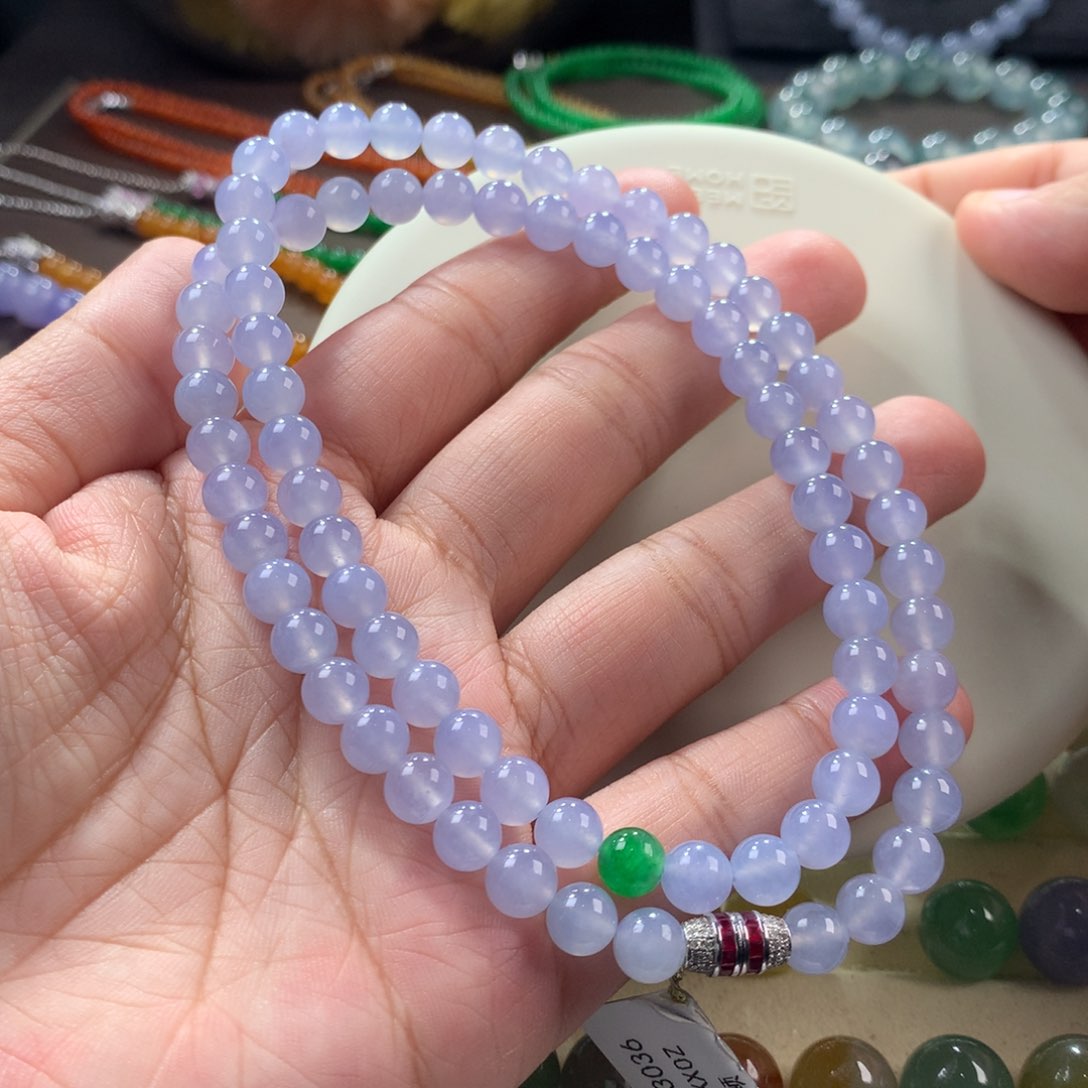 翡翠手链未镶嵌冰紫项链卡6.5