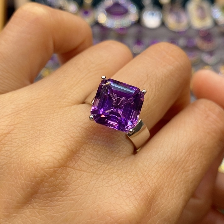 水晶戒指银S925镶嵌水晶戒指