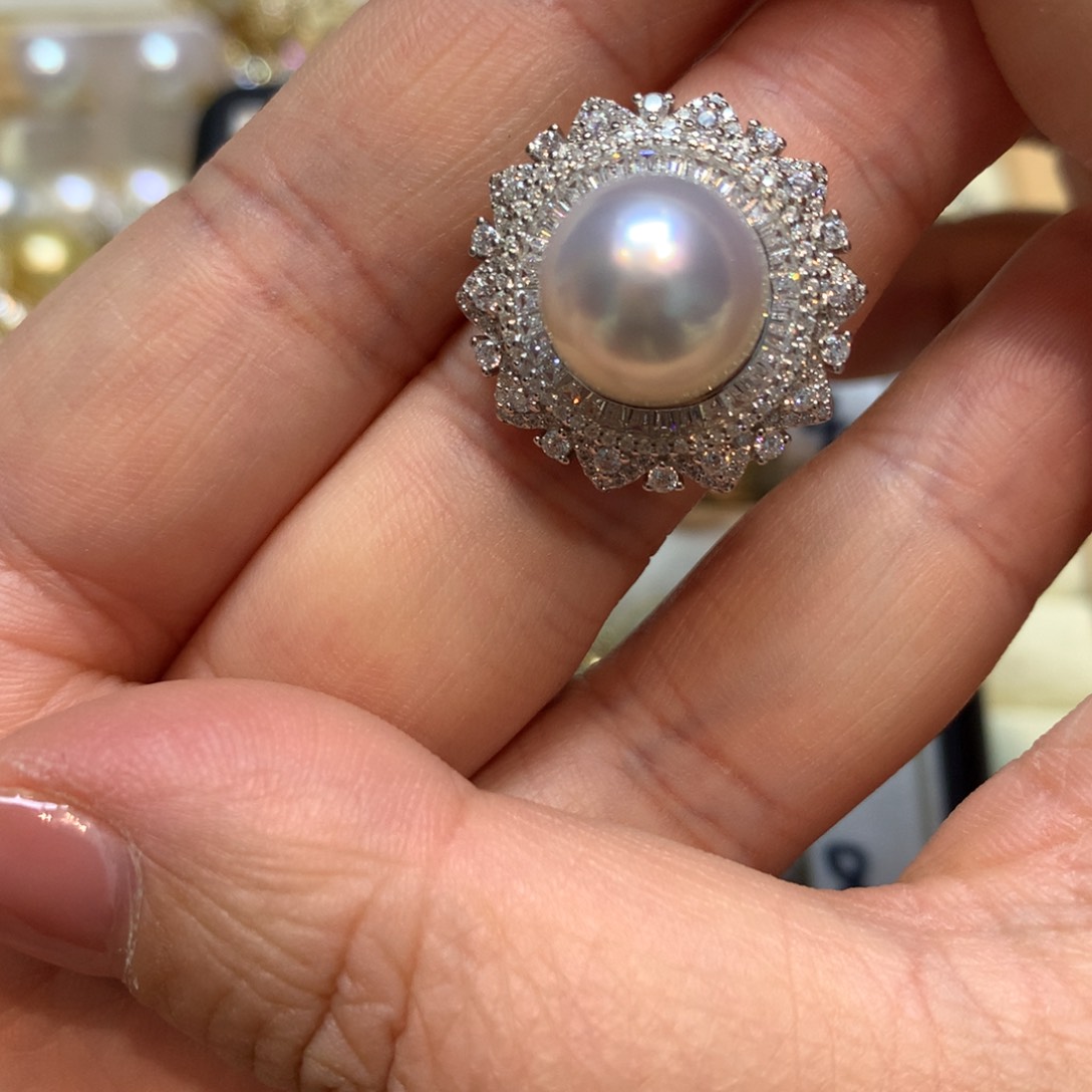 海水珍珠戒指银S925镶嵌