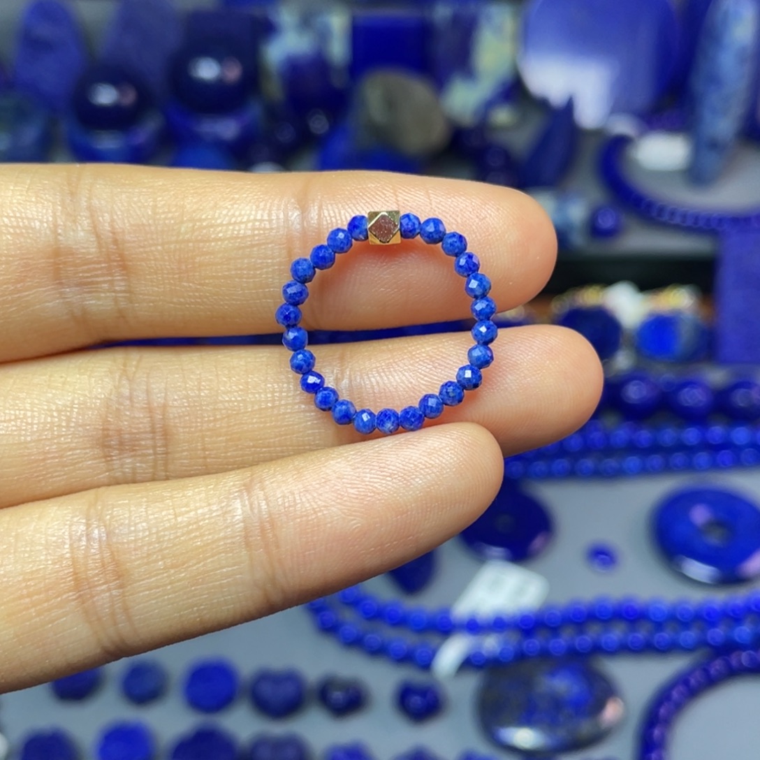 青金石银S925镶嵌2mm戒圈