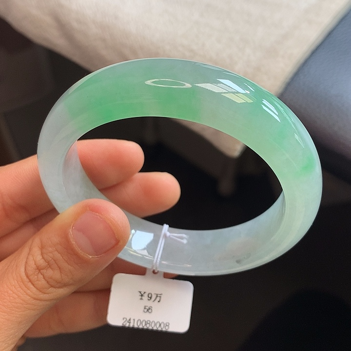 未镶嵌手镯翡翠56甜阳绿正圈