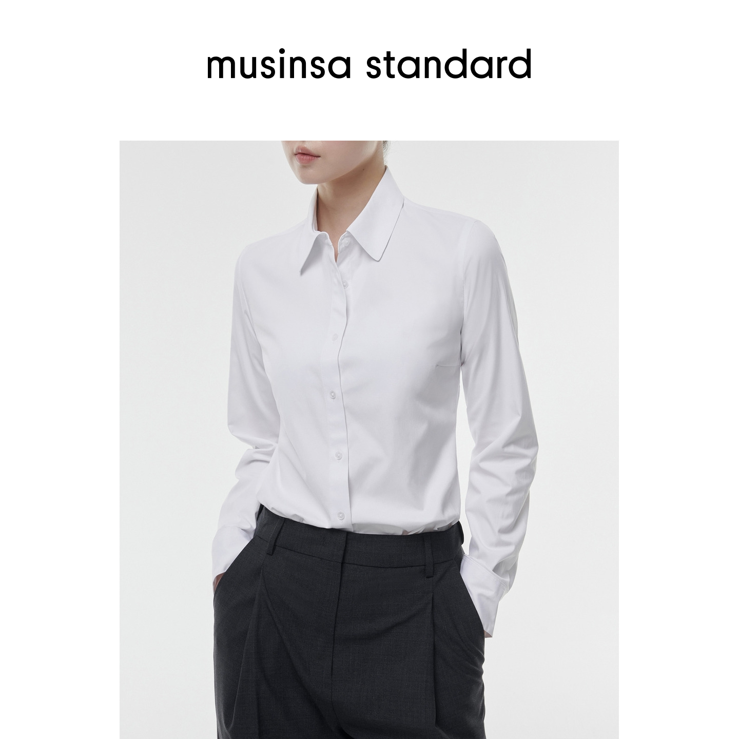 musinsa standard女士秋季简约干练高智感修身长袖衬衫MWCSH506