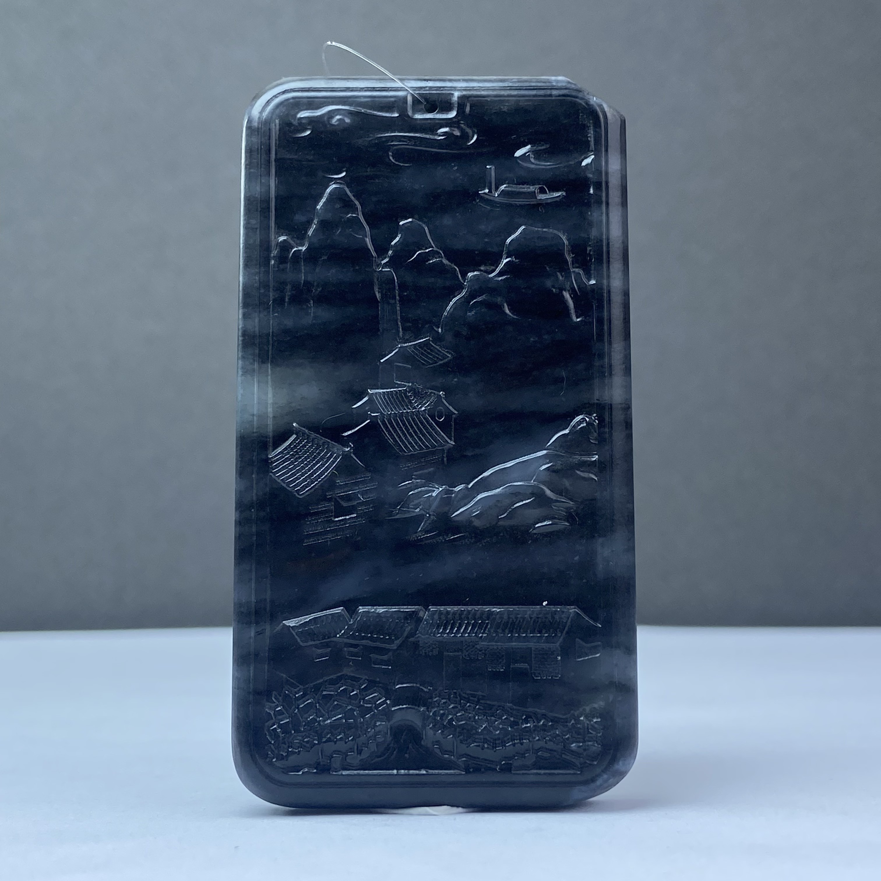 ZYW3006 和田玉墨染山河