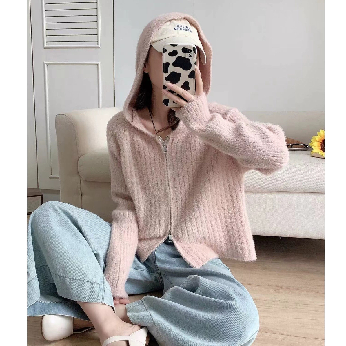 【小白姐姐】1129连帽双拉链水貂绒软糯外套