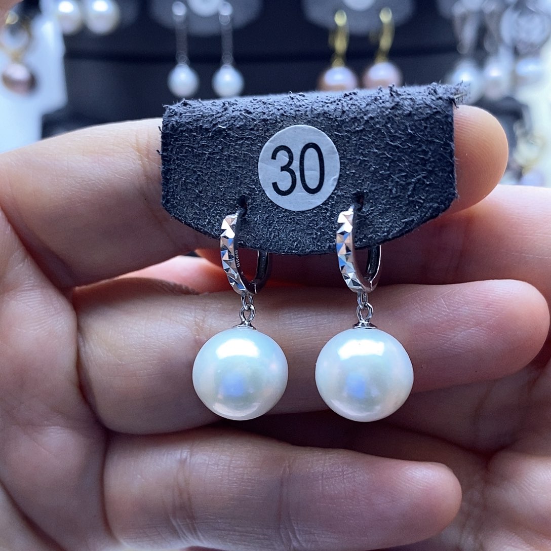 银S925镶嵌淡水珍珠耳饰