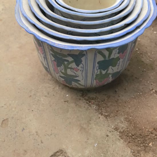 大***太五彩瓷器花盆6个包邮