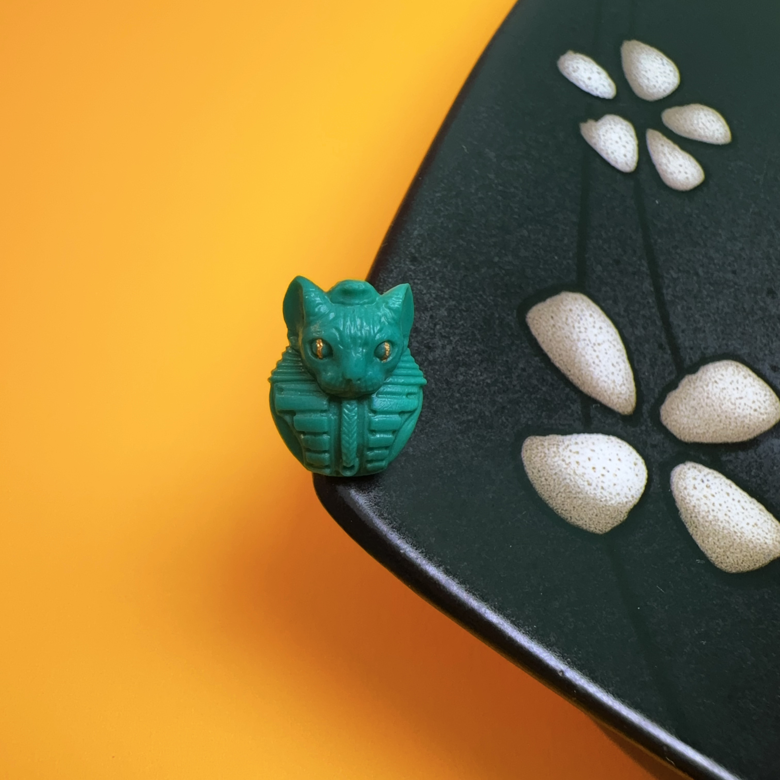 原矿绿松石高瓷斯芬克斯猫猫吊坠挂件