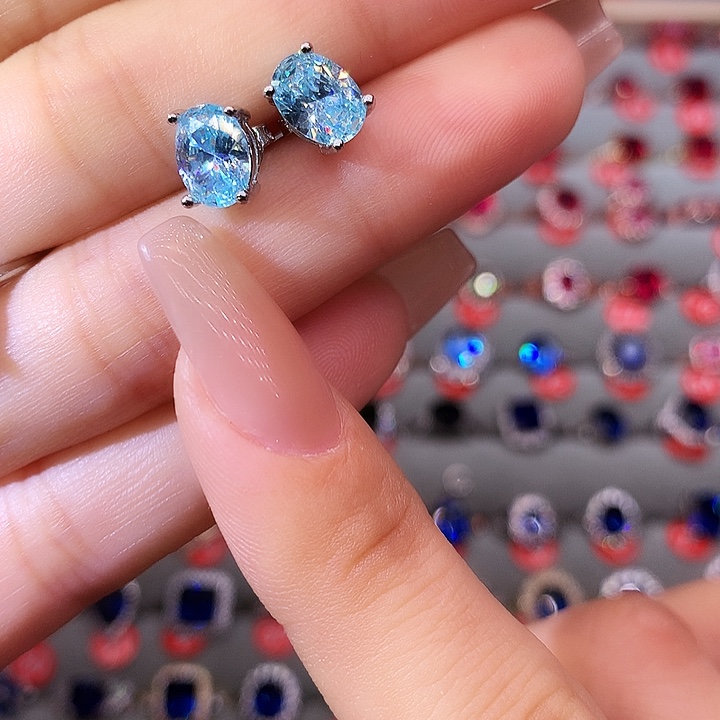 海蓝宝石耳坠银S925镶嵌