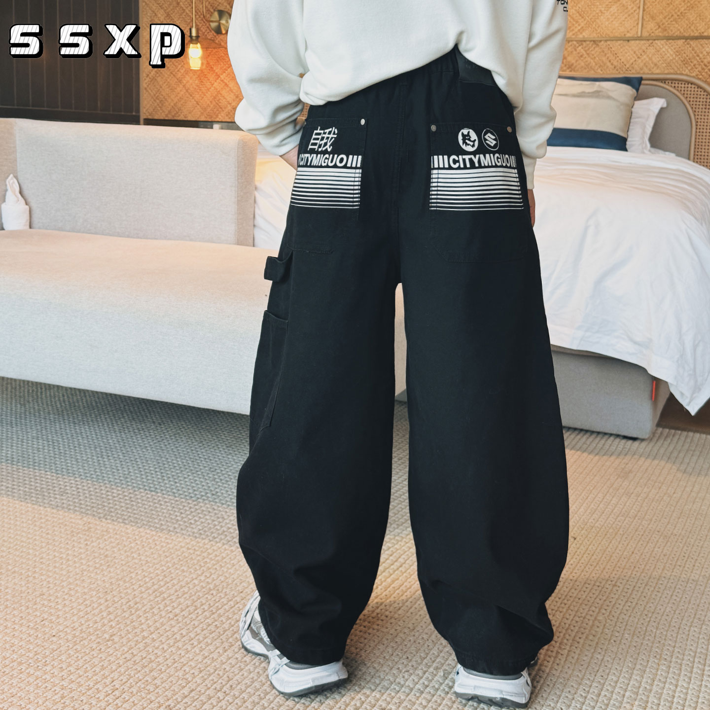 男童国潮加绒2025冬装新款中大童复合绒棉裤加厚牛仔裤潮S7769