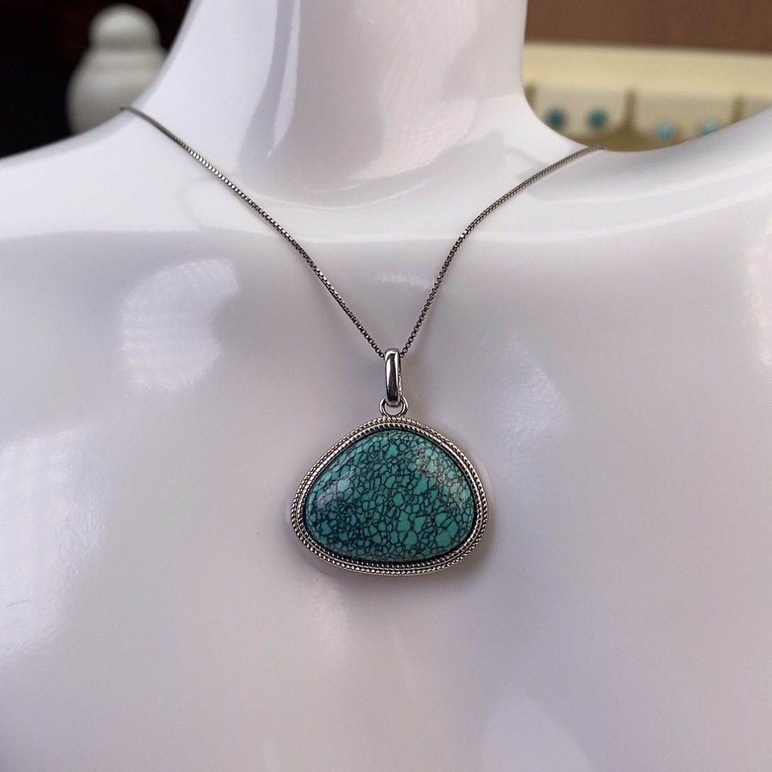 绿松石颈饰银S925镶嵌