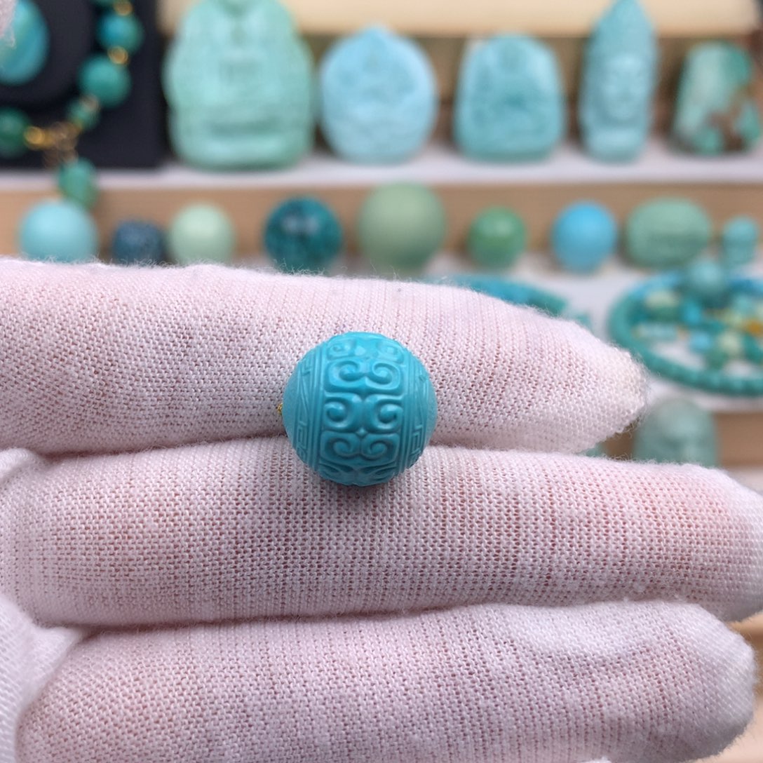 未镶嵌绿松石珠宝奇石14.1mm