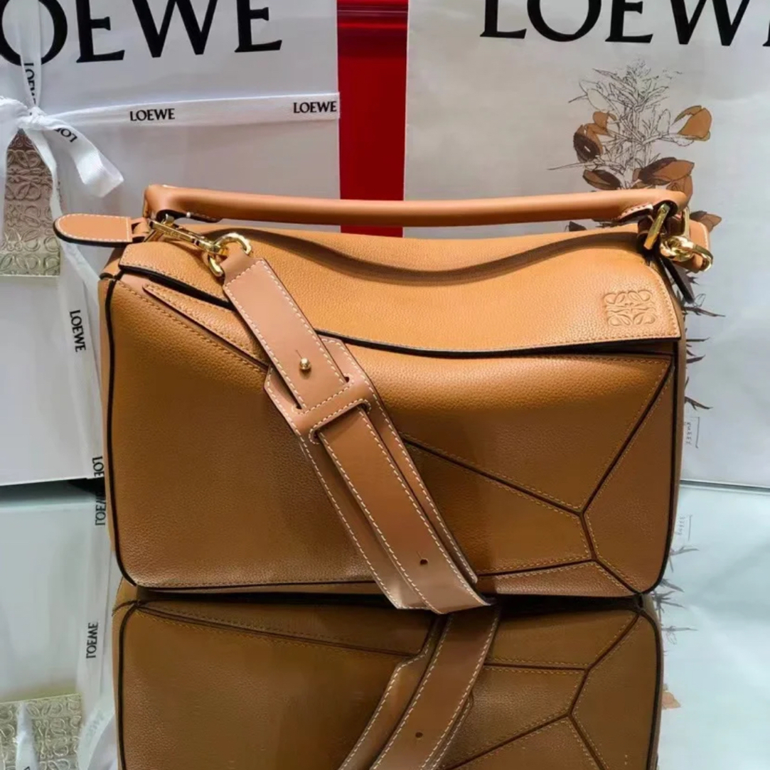 99新 LOEWE/罗意威 林纳奢品丨Puzzle中号棕色几何包