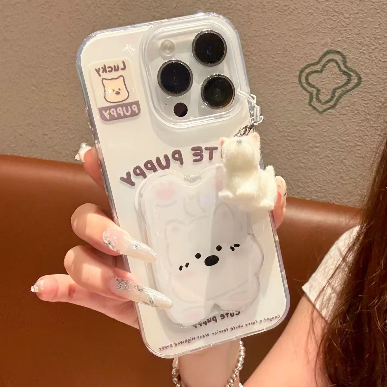韩系卡通可爱西高地小狗狗适用于苹果15promax手机壳vivo华为小米