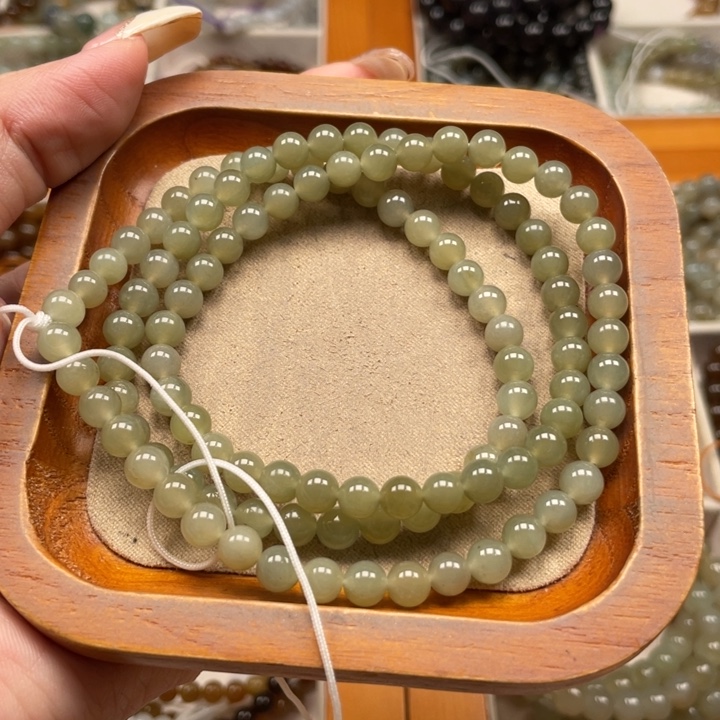 和田玉珠串6mm未镶嵌