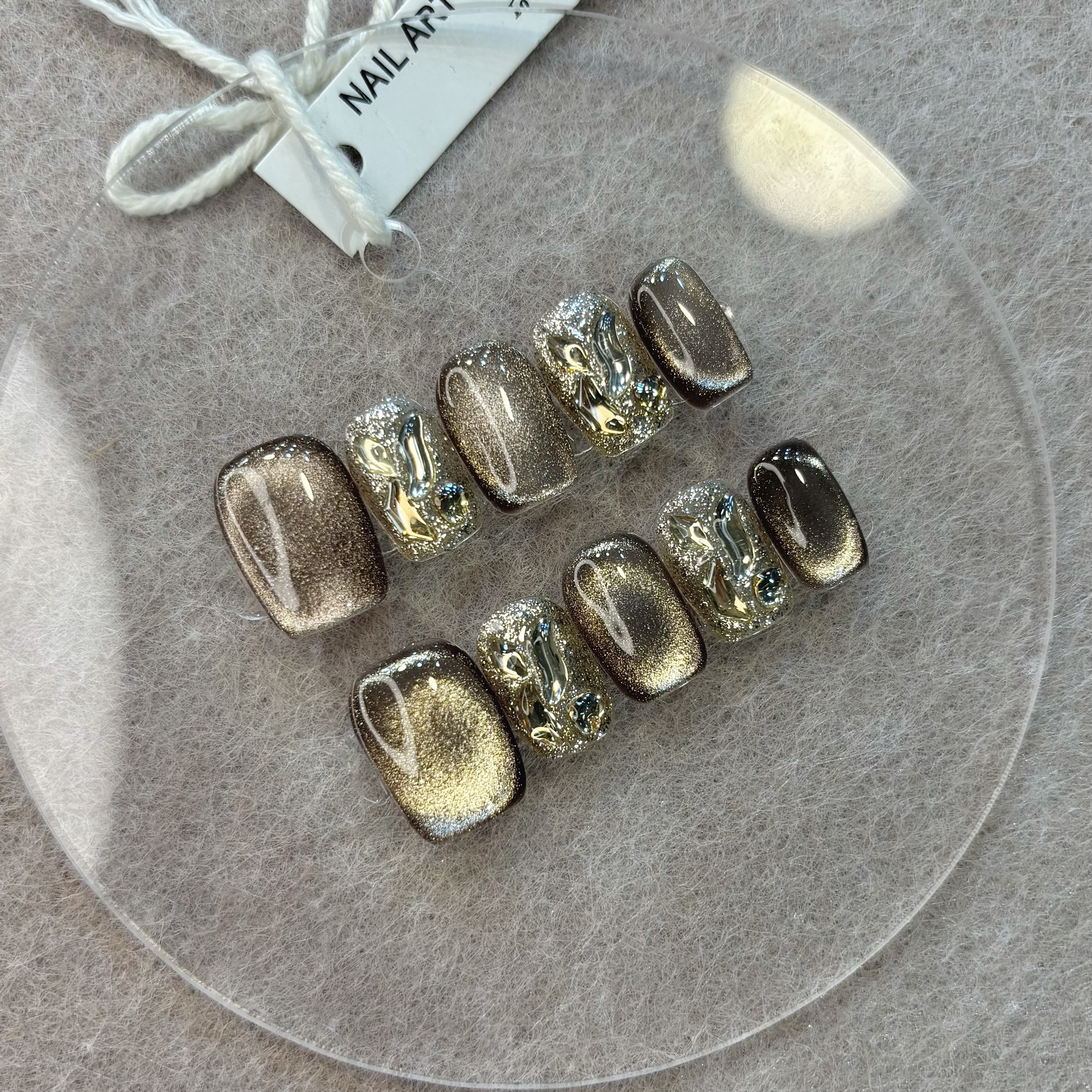 【赴金秋】NAILGO 棕色显白高级感亮片香槟钻穿戴甲