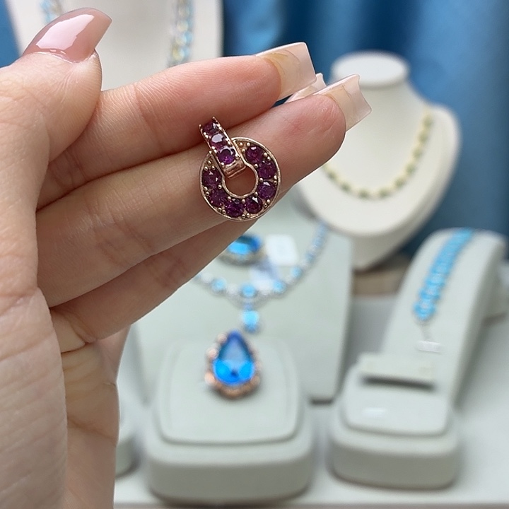 吊坠(不含链)石榴石银S925镶嵌