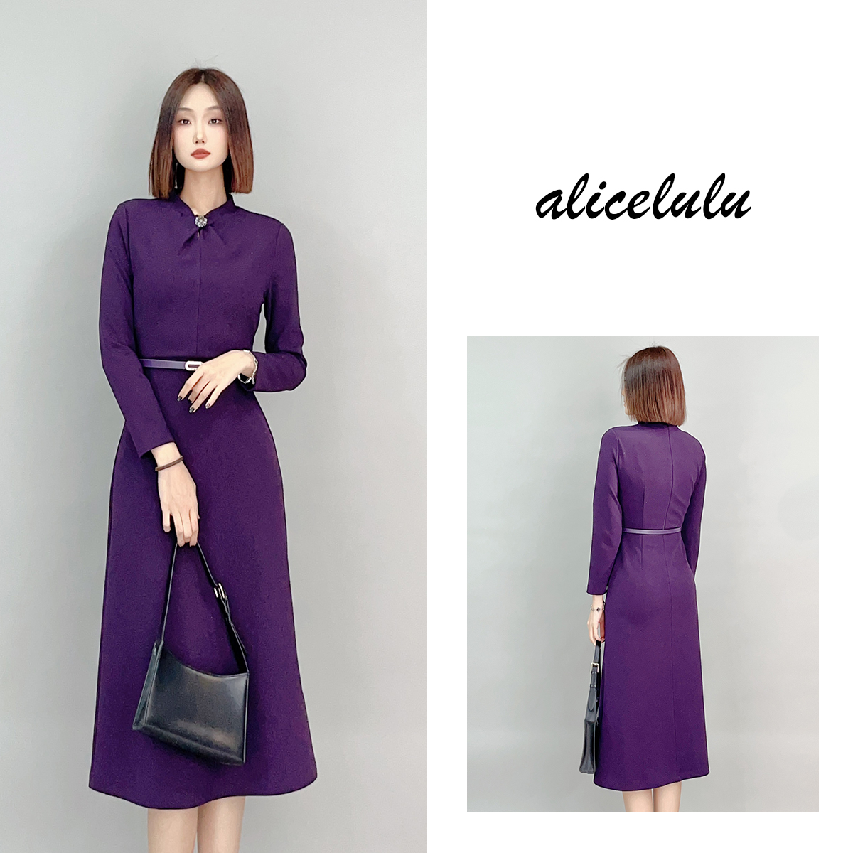 5 ALICE “凝夜紫”连衣裙 皮质腰带 华贵气质 S2141467E
