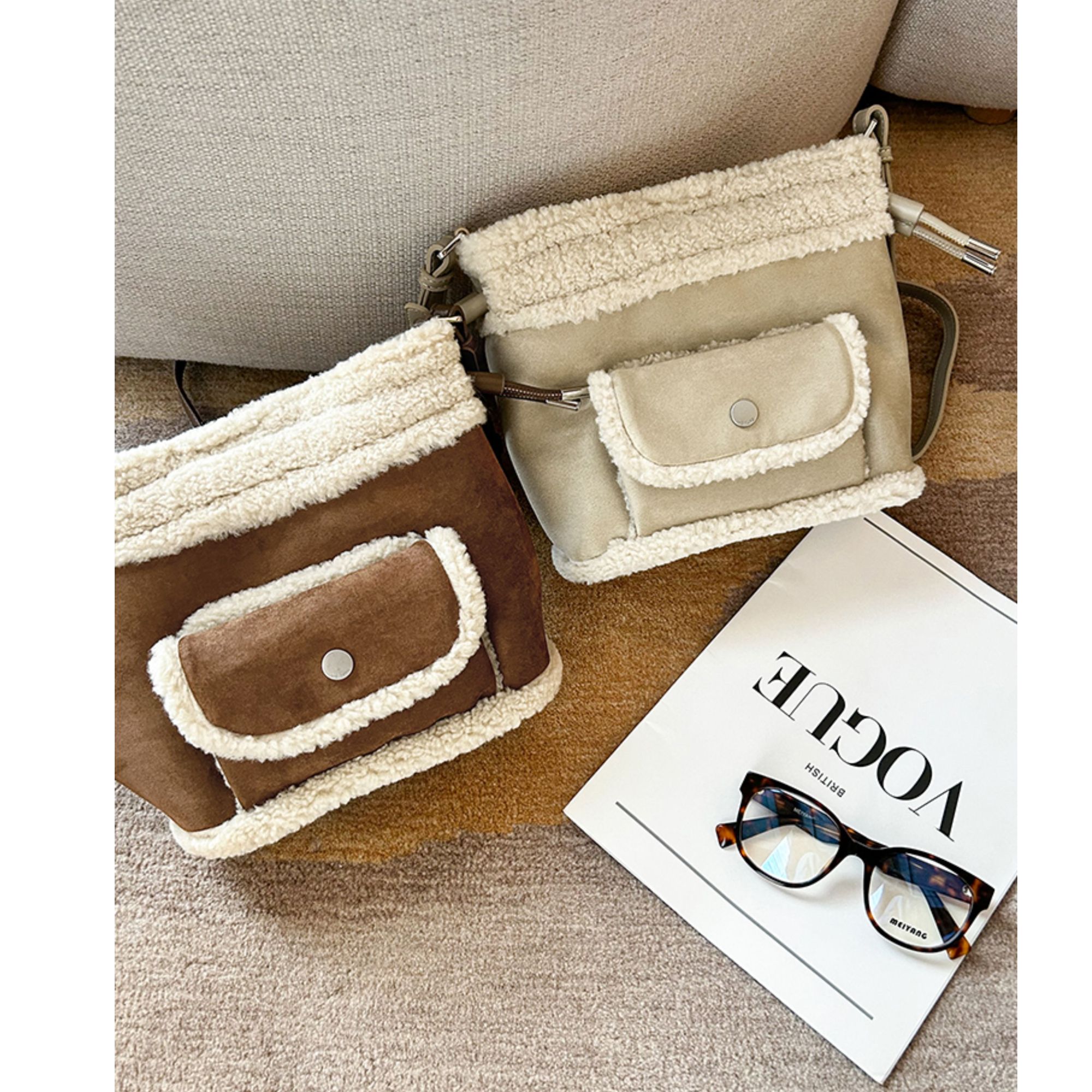 【断码特卖】美洋MEIYANG牧羊少女手拎包 绒面毛边可拆卸斜挎S