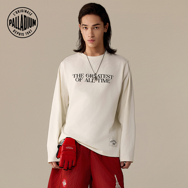 帕拉丁秋季男款上衣时尚简约印花男款圆领长袖T恤1012265
