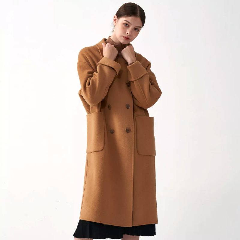 设计秋冬新款宽松气质中长款双面羊毛大衣3222