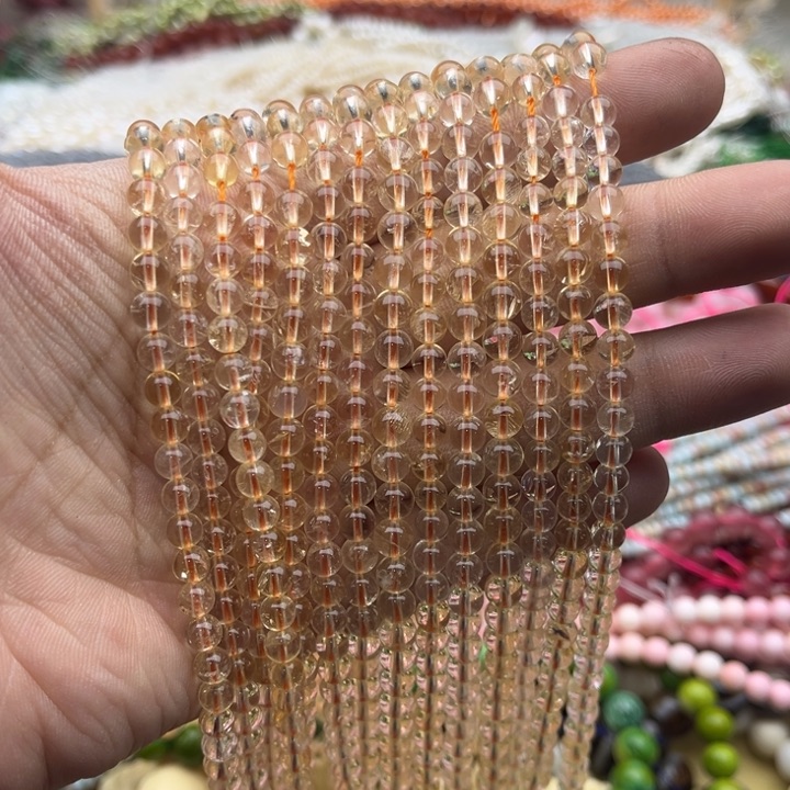 玛瑙/玉髓珠宝半成品未镶嵌一条5mm左右黄水晶珠