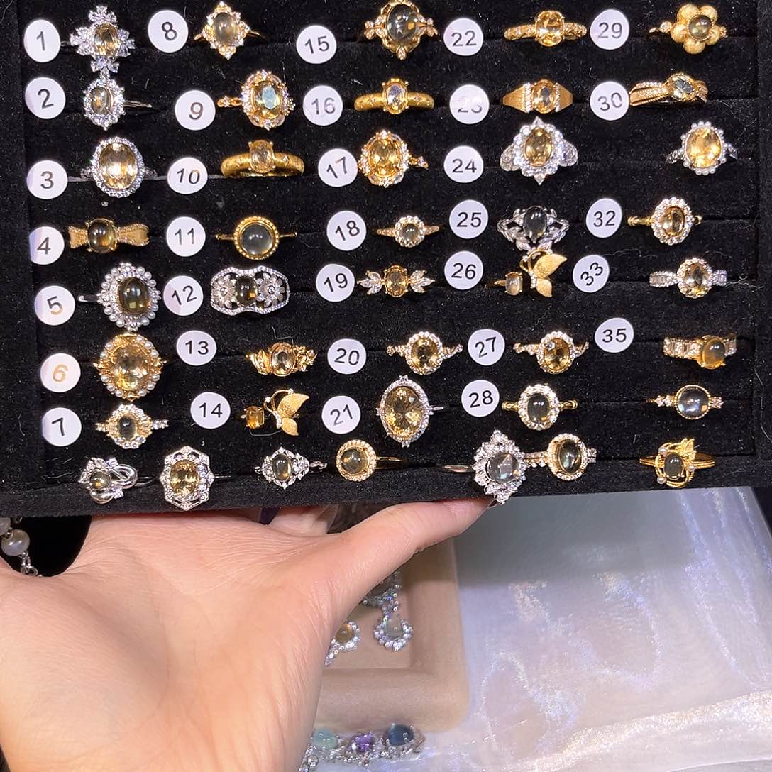 黄晶耳饰银S925镶嵌珠宝