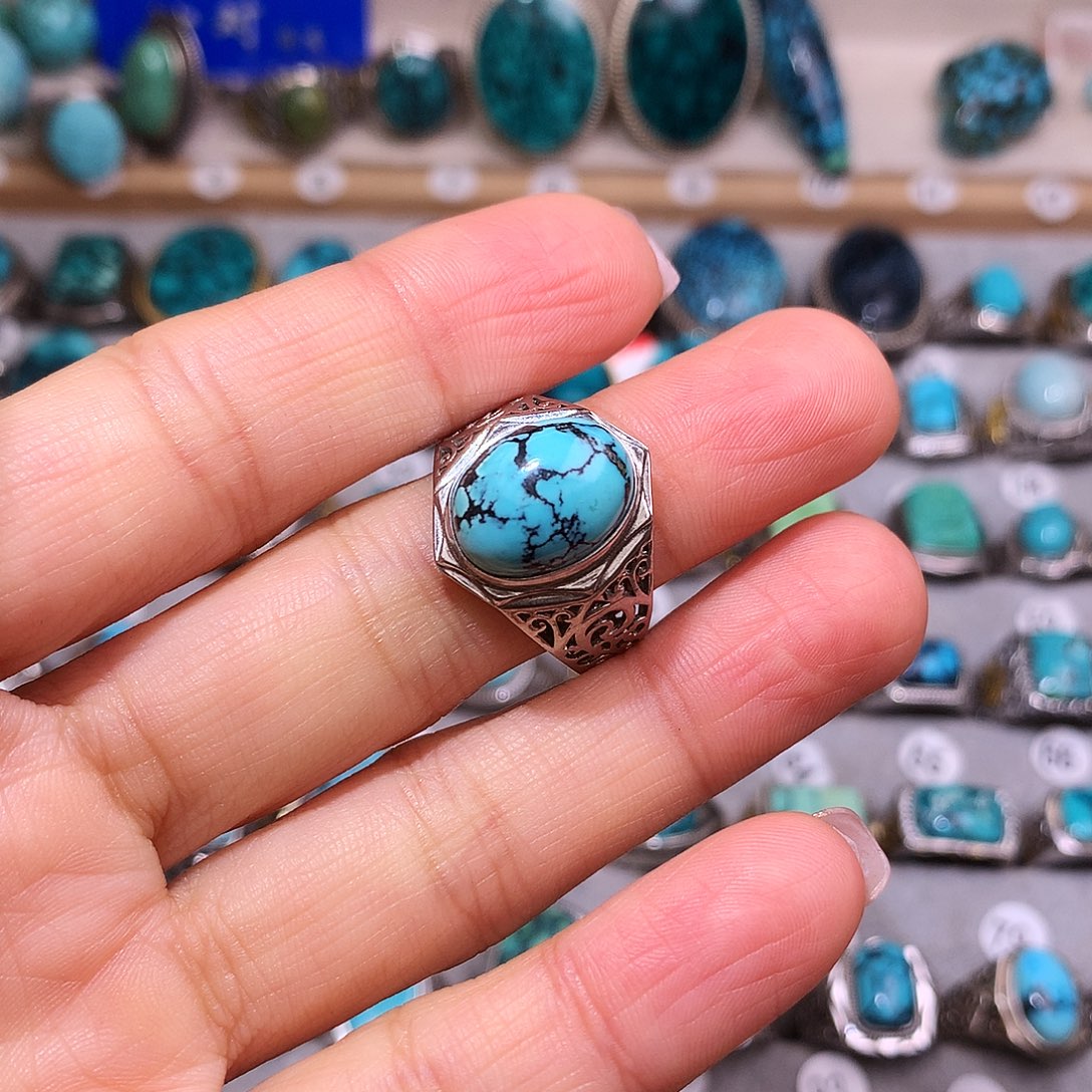 绿松石挂件银S925镶嵌