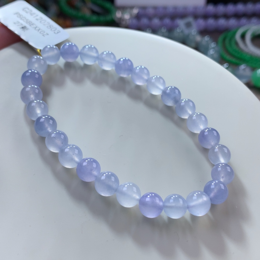 翡翠手链未镶嵌冰种梦幻紫手串