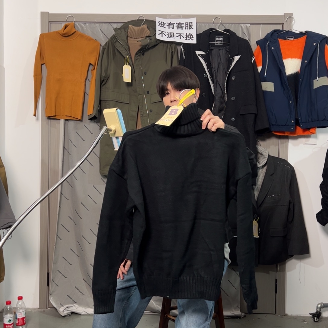 潮流时尚黑色s码高领毛衣