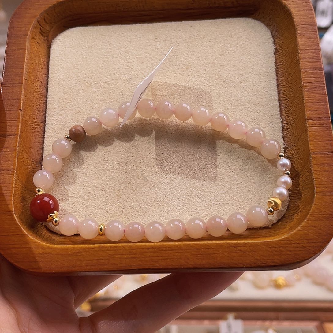 未镶嵌手串和田玉纯天然藕色手串